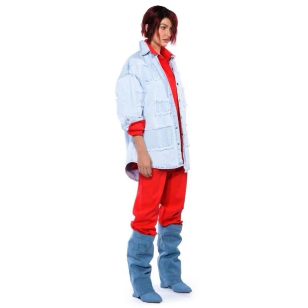 DENIM PATCH WORK JACKET In DENIM NWT - Picture 7 of 9